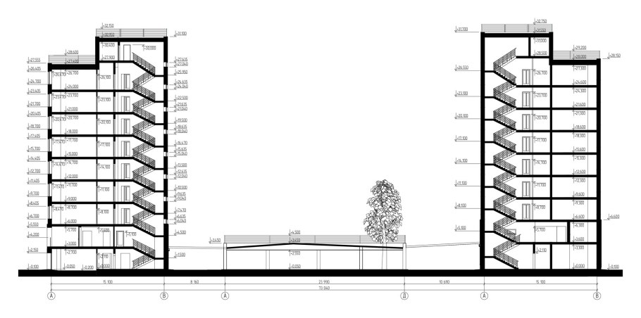 Схема многоэтажного дома разрез сбоку