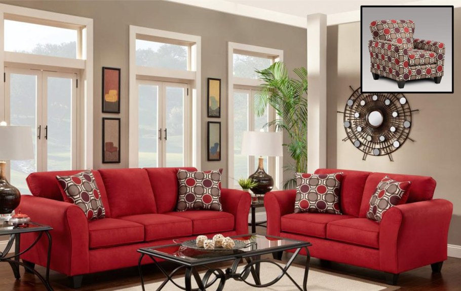 Красно бежевый диван