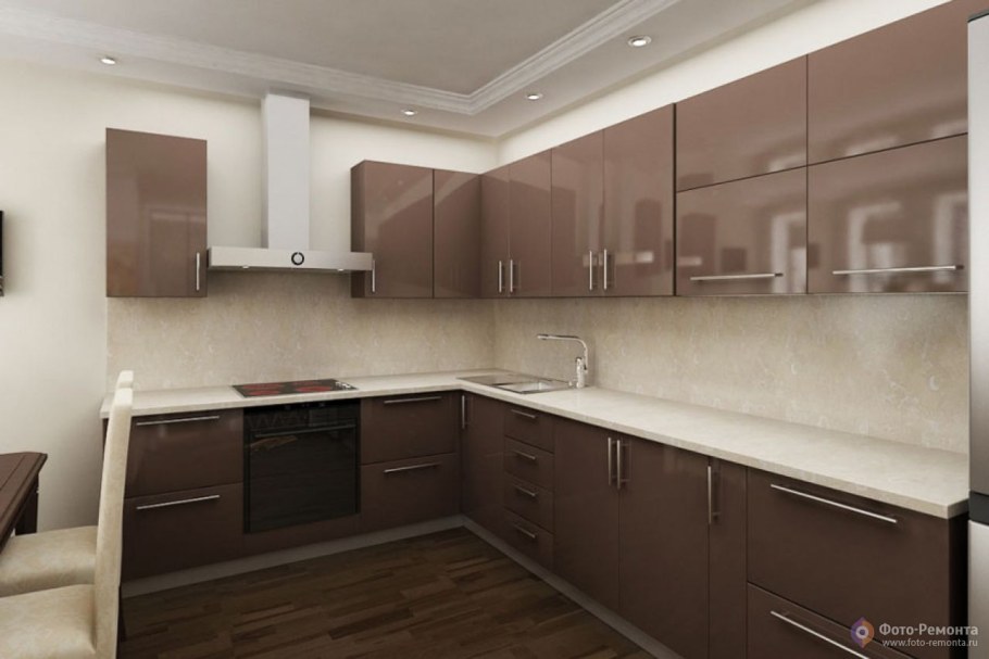 Кухня в коричнево-бежевых тонах