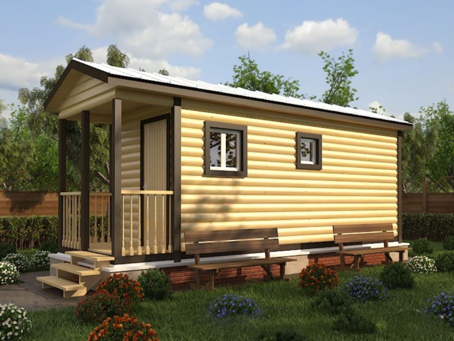 Мобильная баня из бруса 2.3 х 5 под ключ