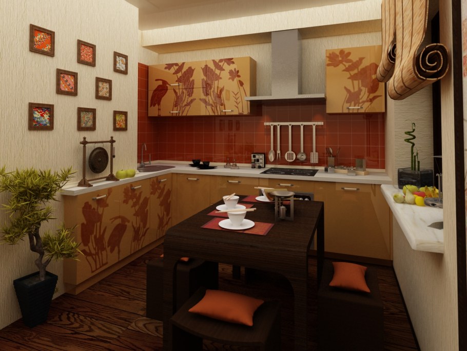 Цвет обоев для кухни