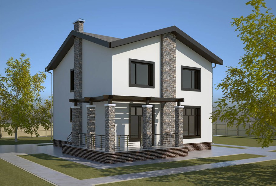 Двухэтажный дом из блоков