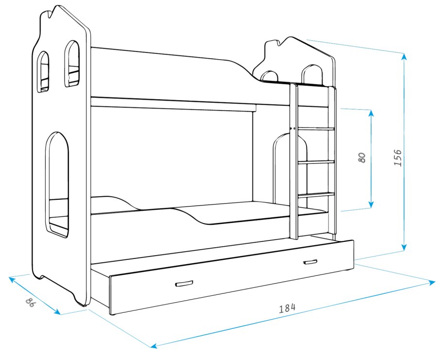 Габариты двухъярусной кровати