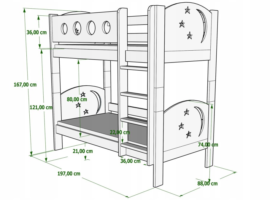 Двухъярусная кровать Вайолет 80