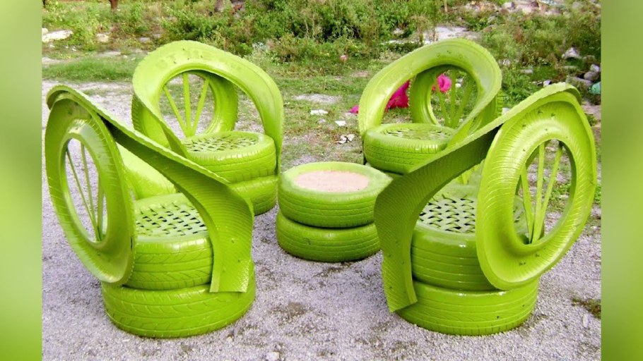 Изделия из шин для сада