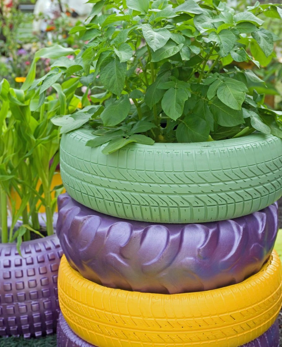 Цветочницы из шин