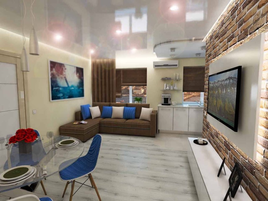 Хрущевка перепланировка кухни в студии