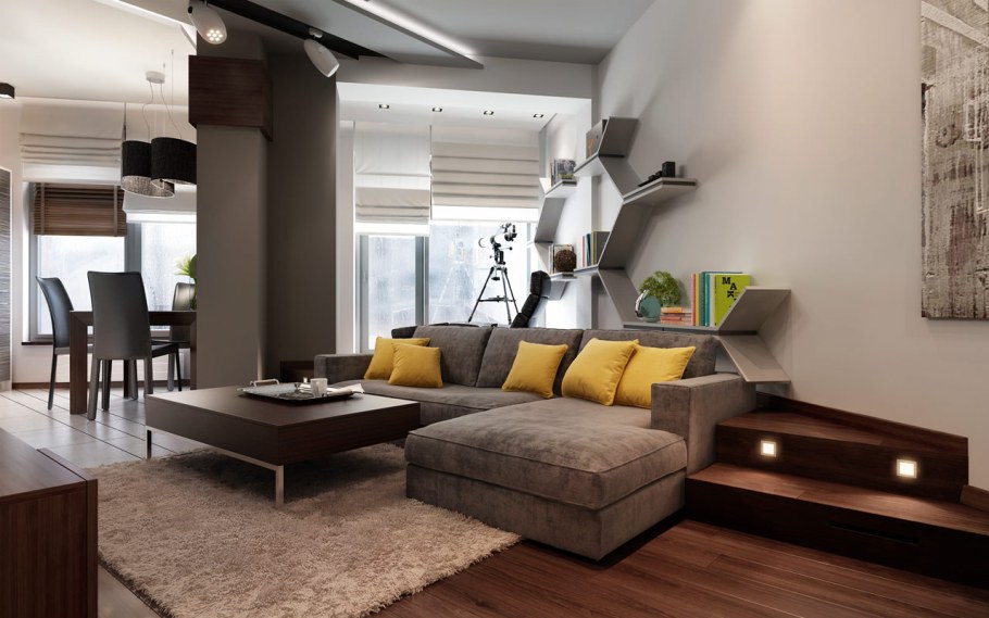 Современные интерьеры квартир студий