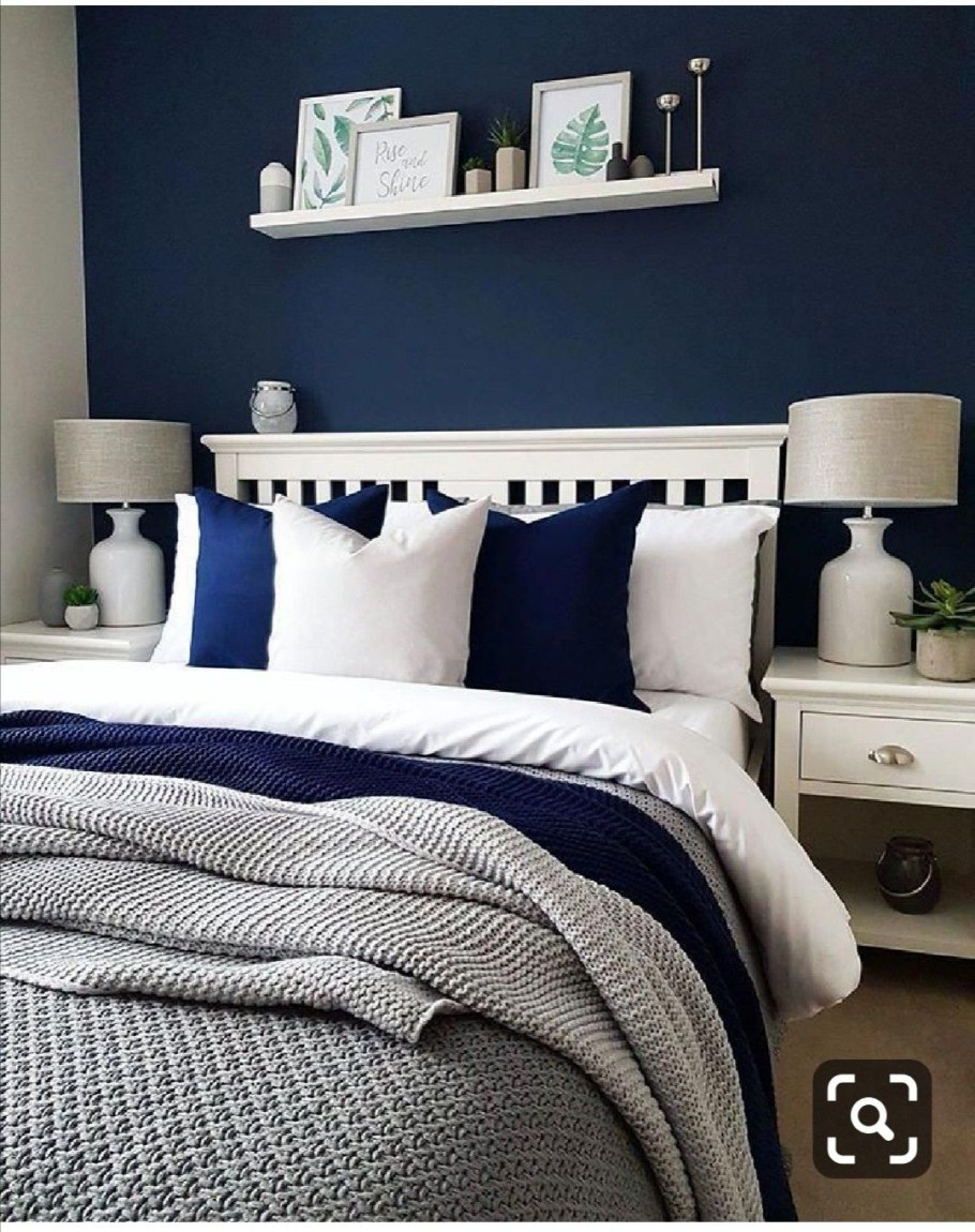 Икеа спальня серо синяя