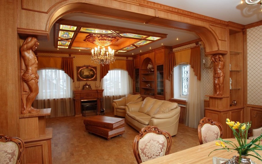 Интерьер из массива дерева