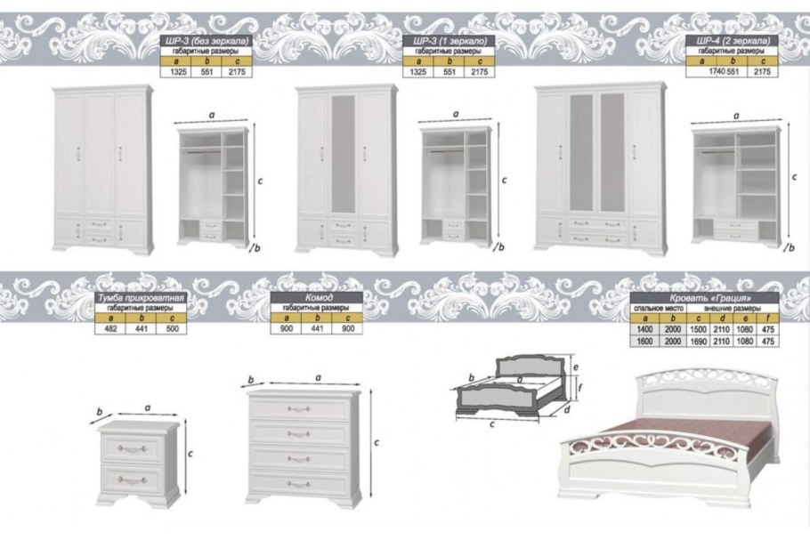 Спальный гарнитур Грация-1 Браво мебель
