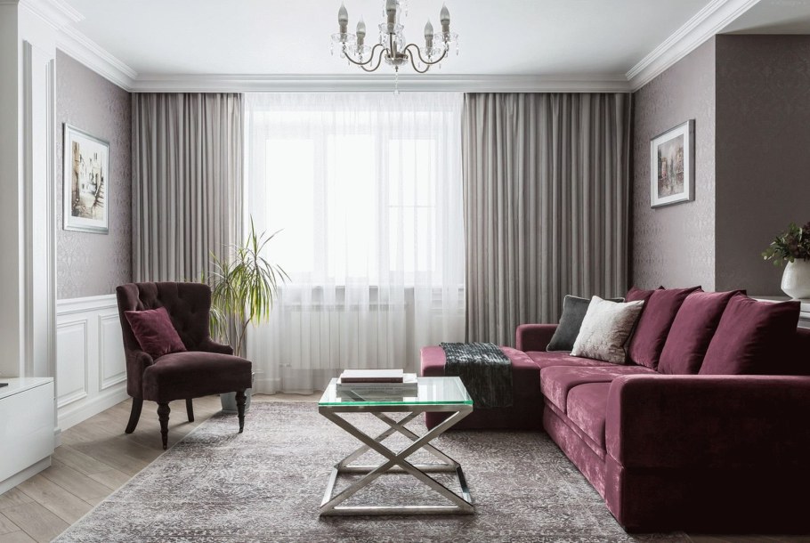 Шторы в Светлом интерьере гостиной