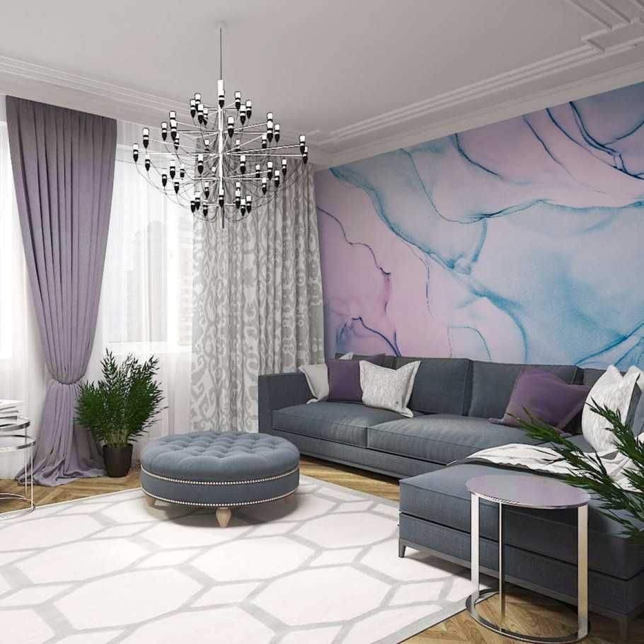 Гостиная в серо бордовых тонах