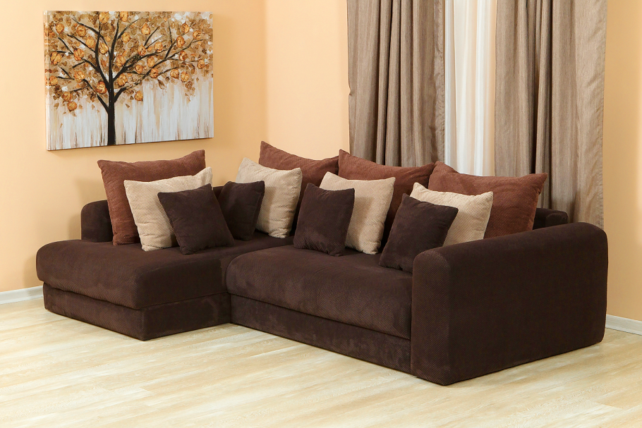 Диван угловой коричневый велюр Hoff