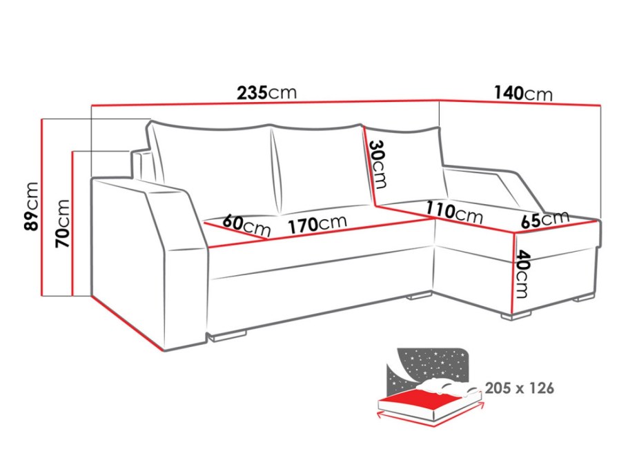 Угловой диван габариты 2100х1500
