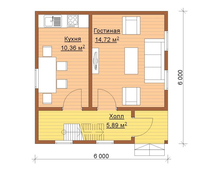 Проект дома 6х6 двухэтажный каркасный