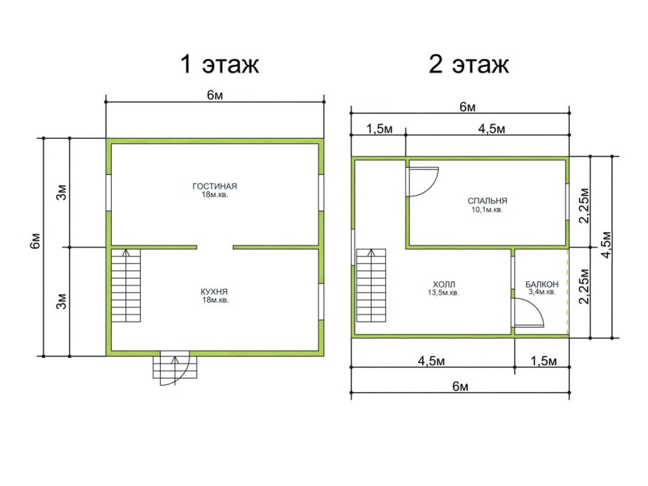 Планировка дачного дома 6 на 6 с печкой