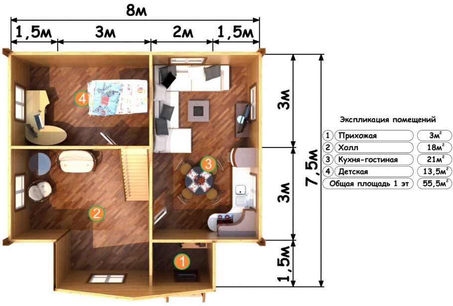 Планировка дачного домика 6х8 двухэтажный
