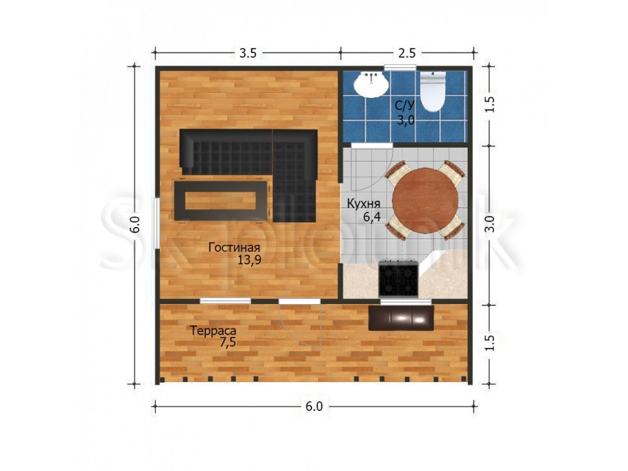 Дачный домик 6х5 с печкой планировка