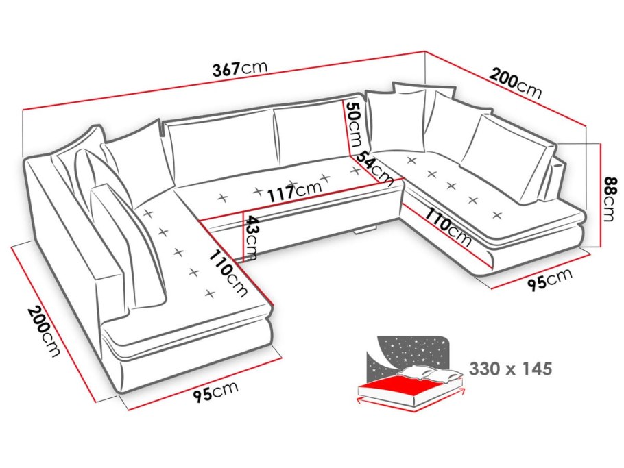 Двухместный диван габариты