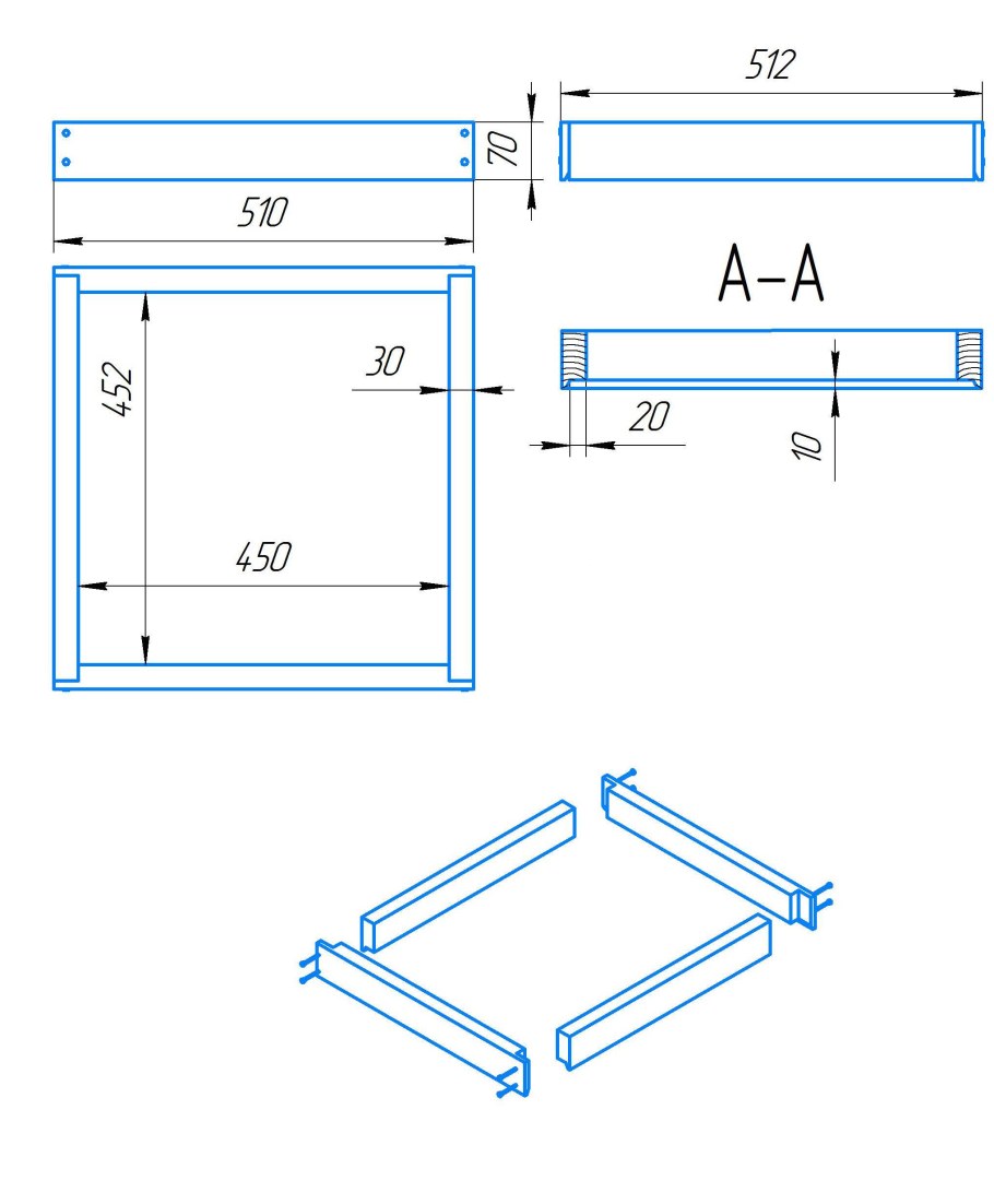 Улей Дадан 12-ти рамочный Размеры