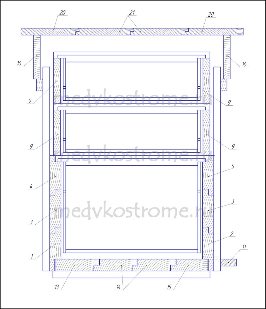 Размер корпуса Дадан 10 рамок чертеж