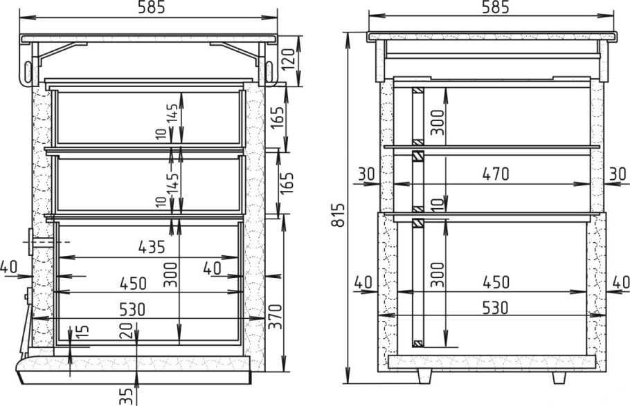 Чертеж 12 рамочного улья Дадан