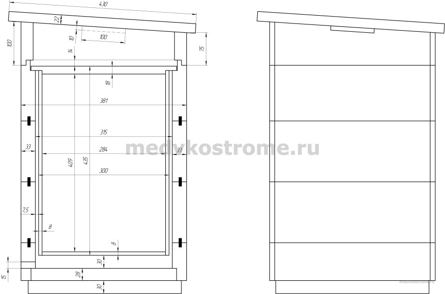 Крышка улья рута на 10 рамок чертеж