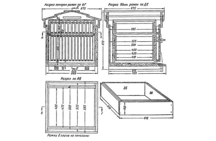 Улей лежак 24 рамочный чертёж