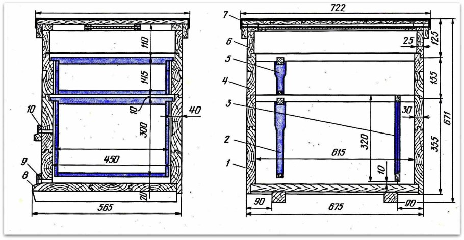 Улей лежак 24 рамочный чертёж