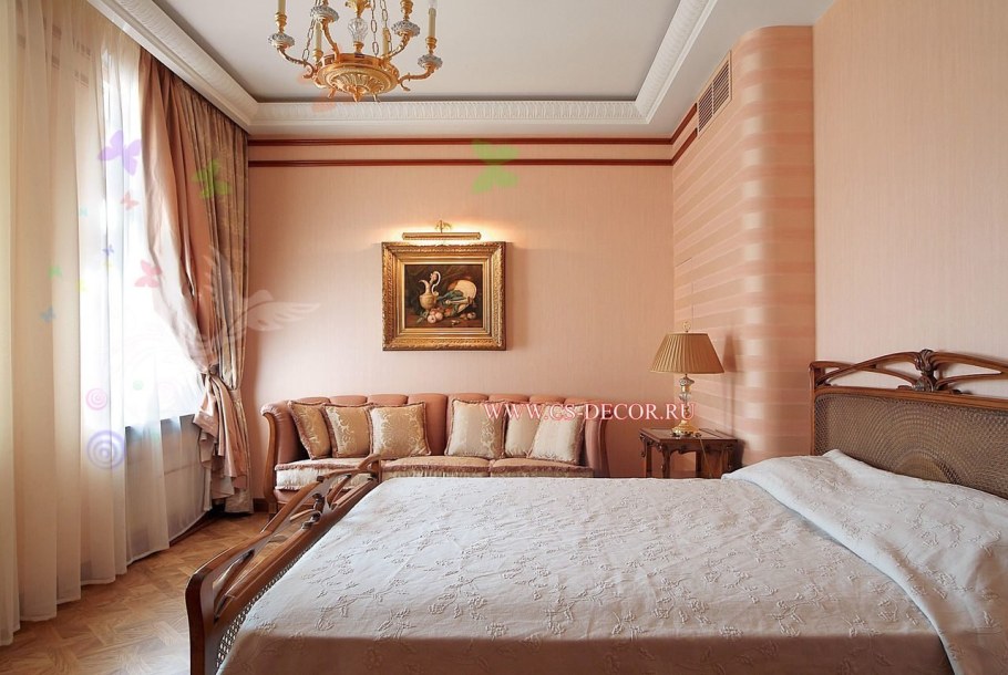 Спальня в бежево персиковых тонах