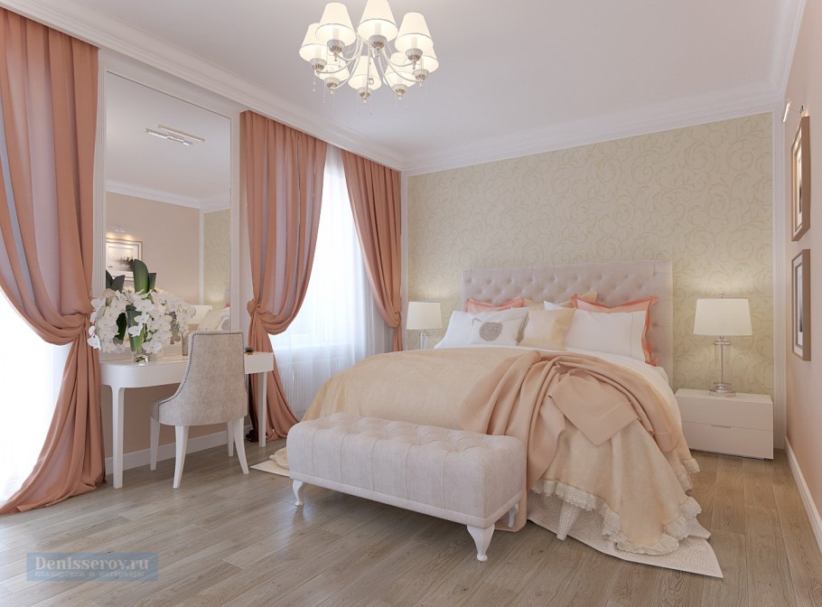 Светло оранжевая спальня