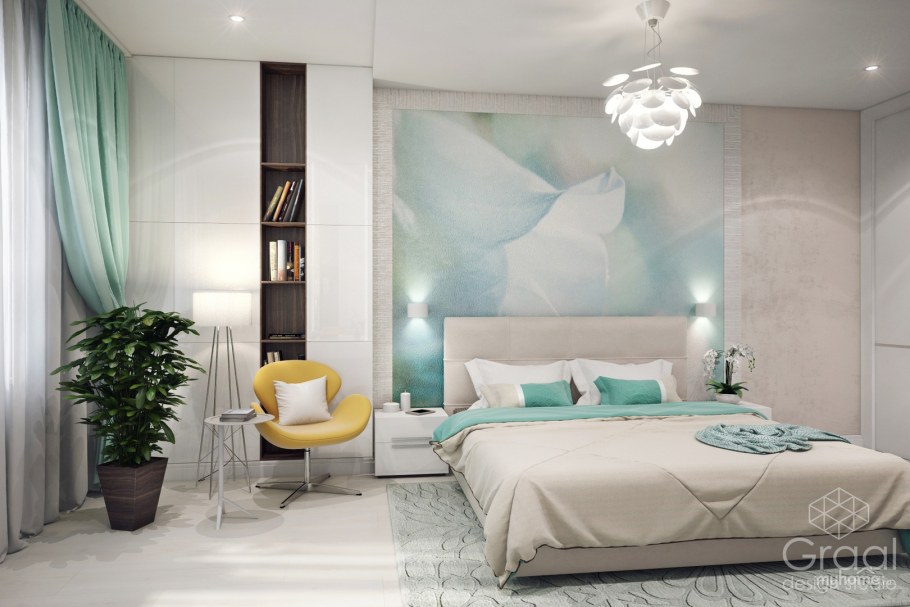 Теплые цвета в интерьере спальни