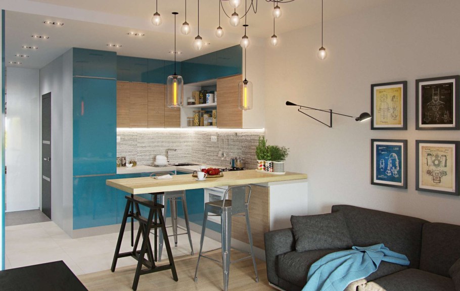 Кухня в студии 30 кв.м