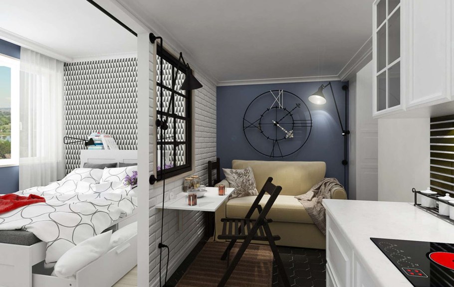 Интерьер квартиры студии 25 кв.м