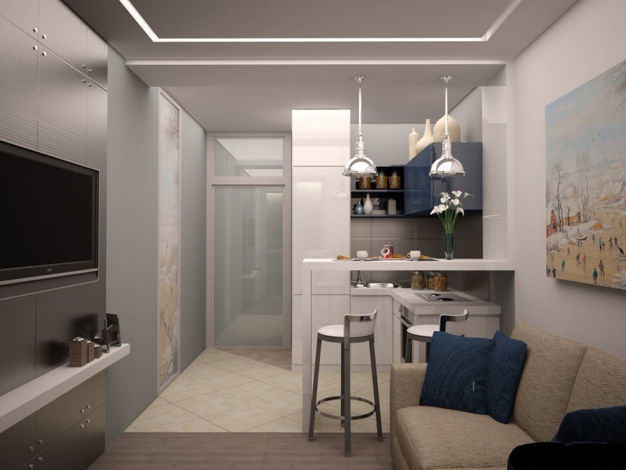 Интерьер квартиры студии 27кв