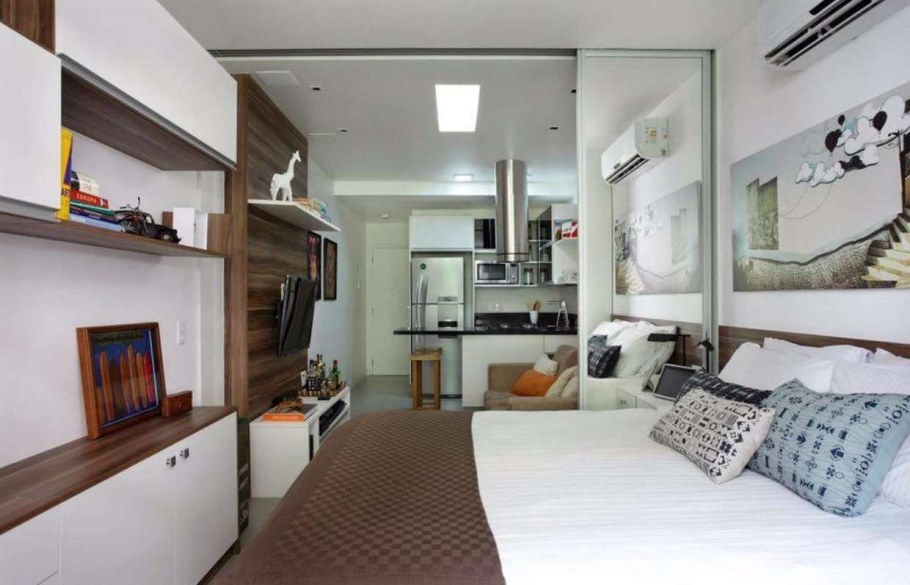 Планировка узкой студии 30 кв.м