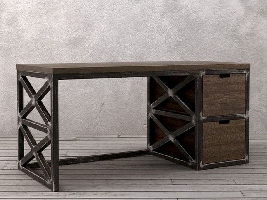 Стилаж в стиле лофт из металла и дерева