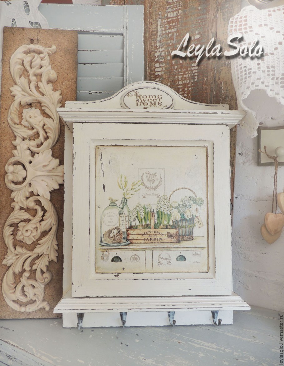 Декупаж ключницы шебби Шик