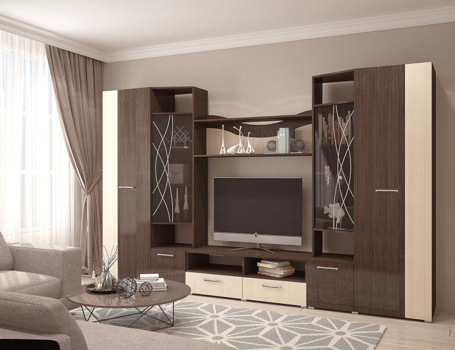 Гостиная "Флоренция" стеклопенал (500х2120х490)