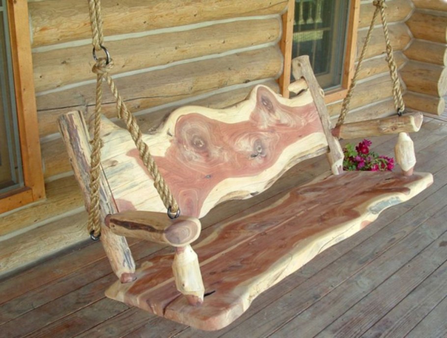 Поделка качели из бревен