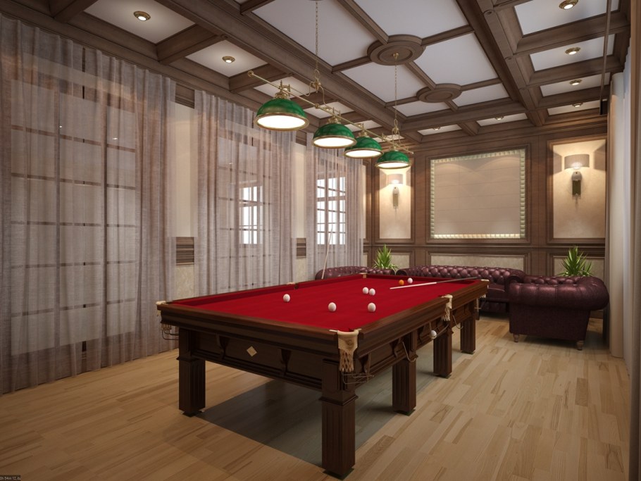 Деревянная бильярдная комната
