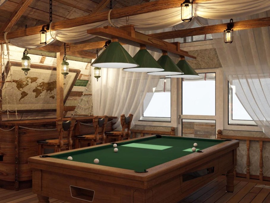 Бильярдная комната на веранде