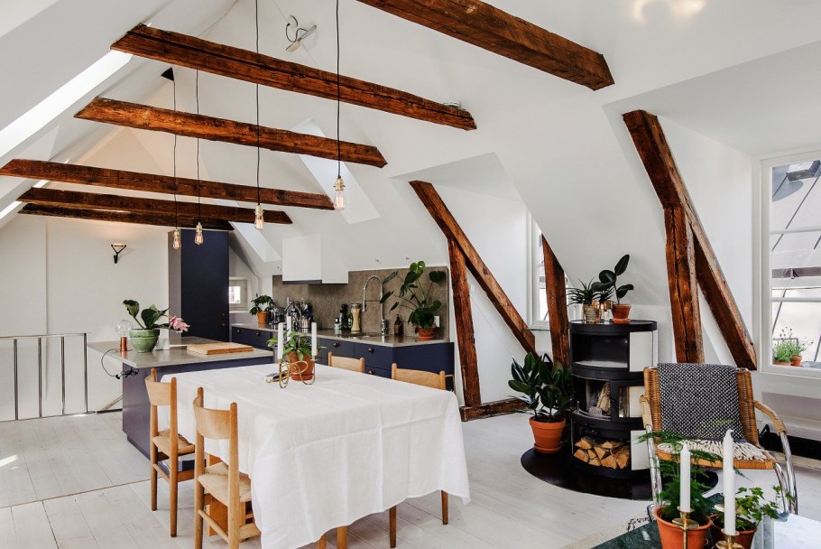 Фальшбалки на потолок в интерьере