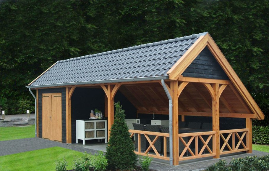 Дизайн террас с хозблоком