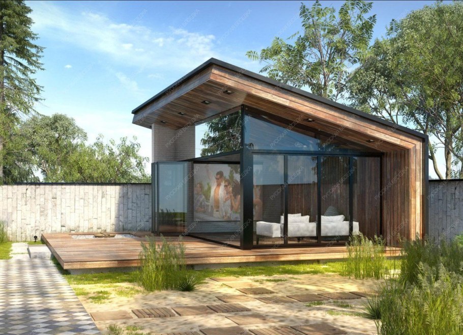 Дом с односкатной крышей в стиле лофт