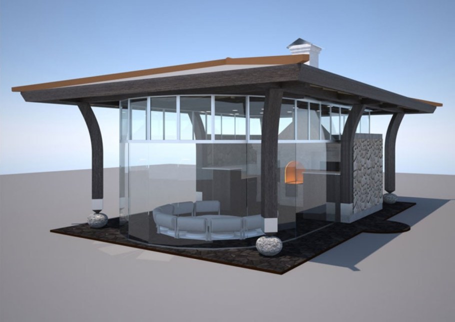 Стеклянная беседка современная