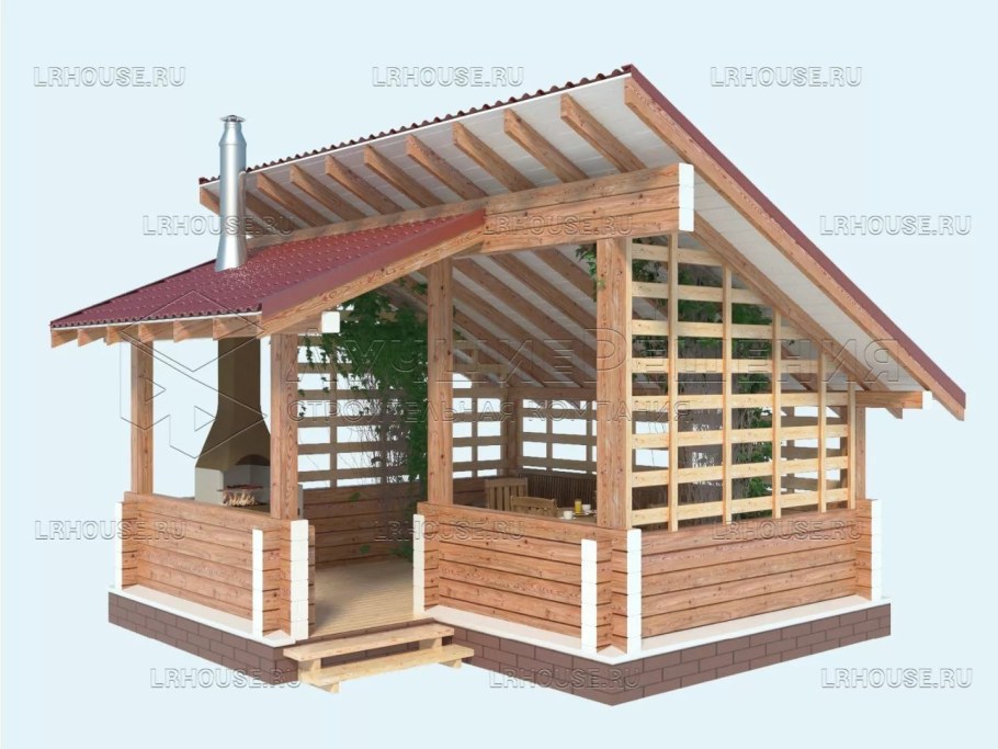 Беседка 4 на3.5 с мангалом