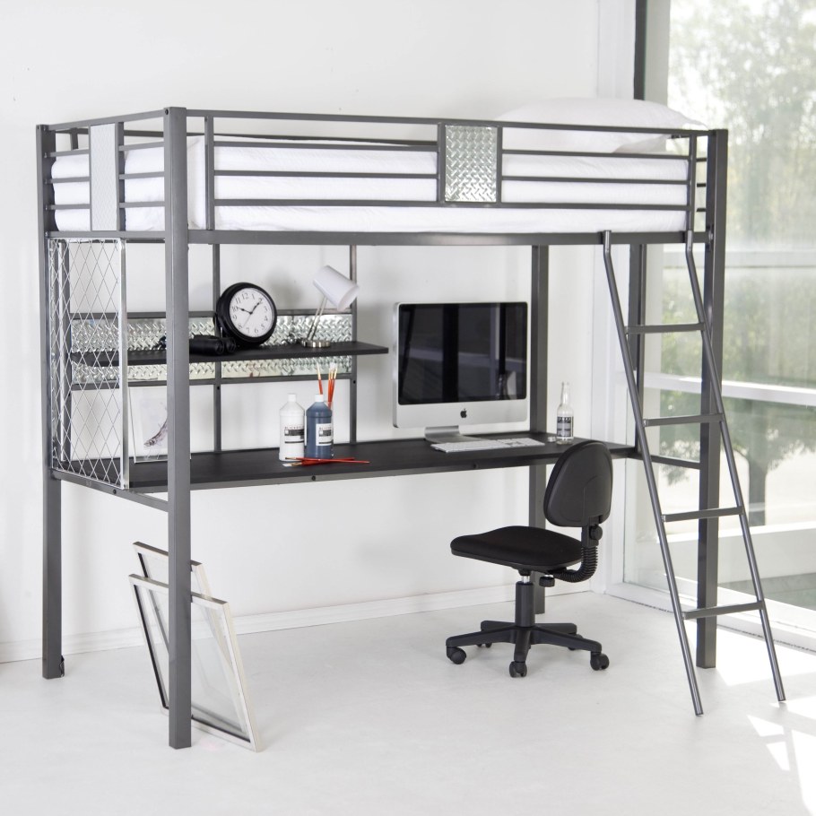 Metal Workstation Desk Twin Loft Bunk Bed