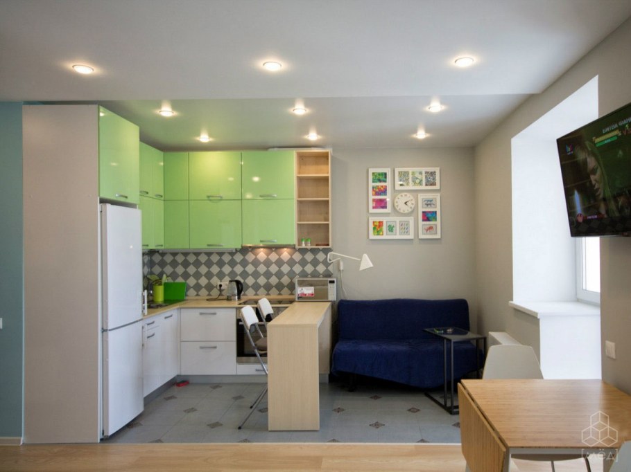 Кухня в студии бюджетно